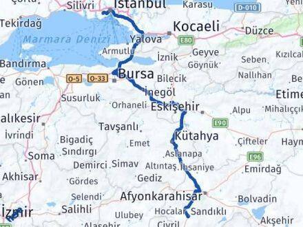 Afyonkarahisar Bağcılar İstanbul Arası Kaç Km - Yol Haritası