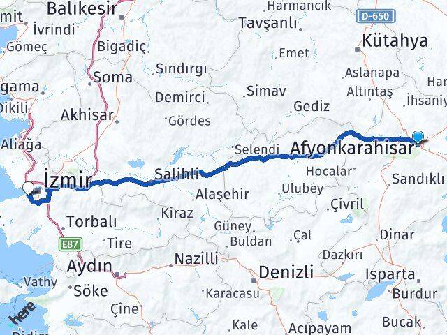 Afyonkarahisar Balçova İzmir Arası Kaç Km - Yol Haritası