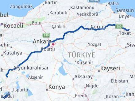 Afyonkarahisar Başçiftlik Tokat Arası Kaç Km - Yol Haritası