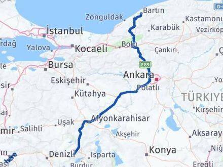 Afyonkarahisar Başmakçı Bartın Arası Kaç Km - Yol Haritası