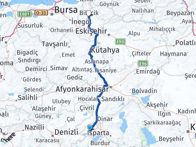 Afyonkarahisar Başmakçı Bilecik Arası Kaç Km - Yol Haritası
