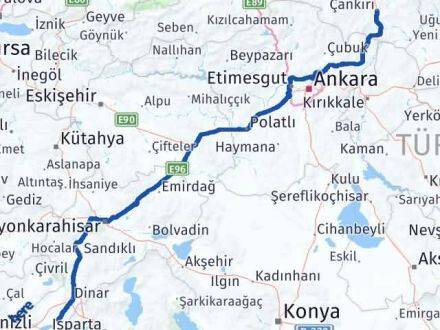 Afyonkarahisar Başmakçı Çankırı Arası Kaç Km - Yol Haritası