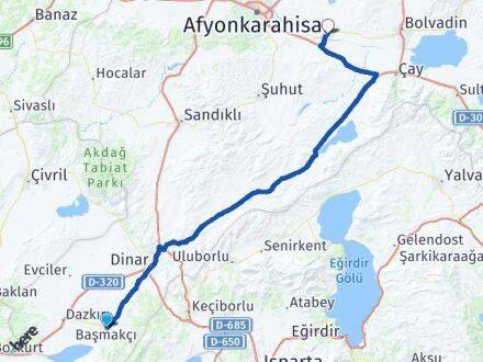 Afyonkarahisar Başmakçı Çobanlar Arası Kaç Km - Yol Haritası