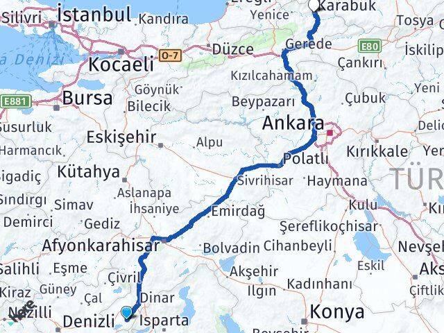 Afyonkarahisar Başmakçı Karabük Arası Kaç Km - Yol Haritası