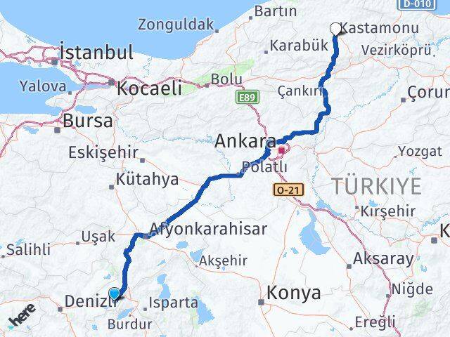 Afyonkarahisar Başmakçı Kastamonu Arası Kaç Km - Yol Haritası