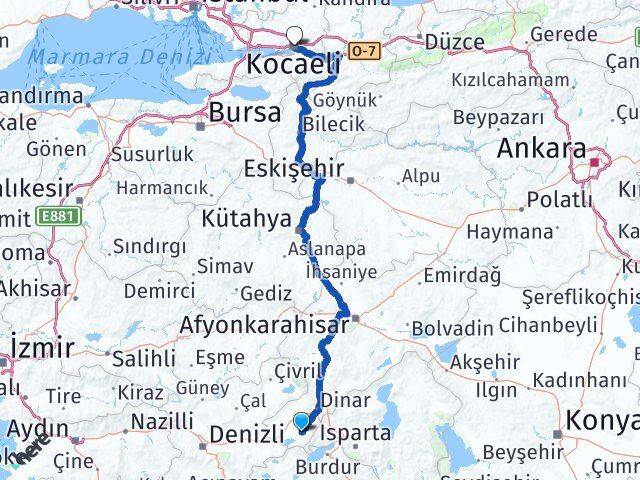 Afyonkarahisar Başmakçı Kocaeli Arası Kaç Km - Yol Haritası
