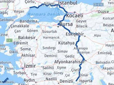 Afyonkarahisar Başmakçı Tekirdağ Arası Kaç Km - Yol Haritası