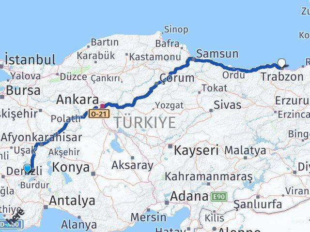Afyonkarahisar Başmakçı Trabzon Arası Kaç Km - Yol Haritası