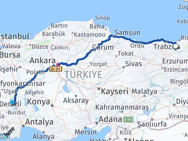 Afyonkarahisar Başmakçı Uzungöl Çaykara Trabzon Arası Kaç Km - Yol Haritası