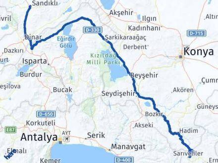 Afyonkarahisar Başyayla Karaman Arası Kaç Km - Yol Haritası