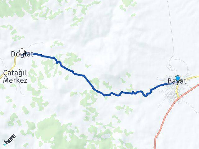 Afyonkarahisar Bayat Doğlat İscehisar Arası Kaç Km - Yol Haritası