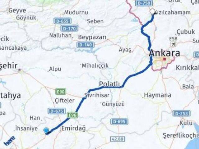 Afyonkarahisar Bayat Kızılcahamam Ankara Arası Kaç Km - Yol Haritası