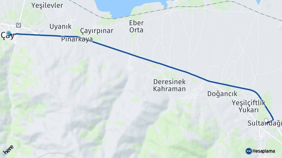 Afyonkarahisar Çay Sultandağı Arası Kaç Km - Yol Haritası