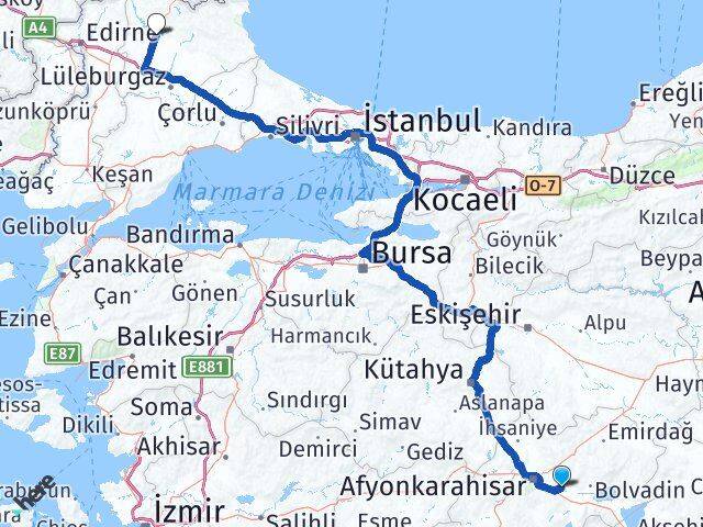 Afyonkarahisar Çobanlar Kırklareli Arası Kaç Km - Yol Haritası