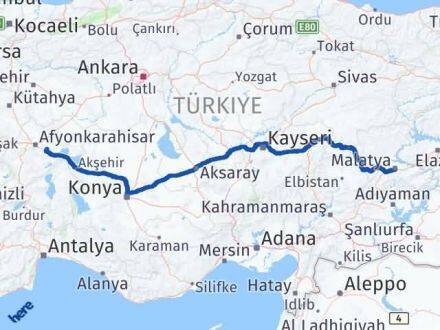Afyonkarahisar Çobanlar Malatya Arası Kaç Km - Yol Haritası