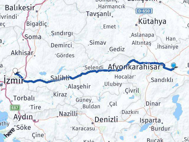 Afyonkarahisar Çobanlar Manisa Arası Kaç Km - Yol Haritası