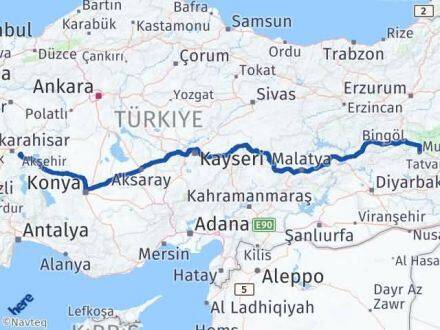 Afyonkarahisar Çobanlar Muş Arası Kaç Km - Yol Haritası