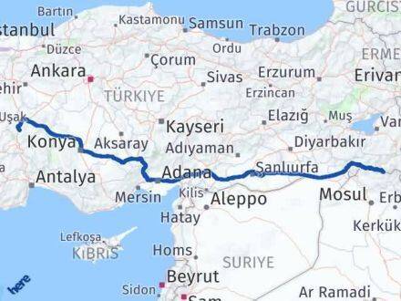 Afyonkarahisar Çukurca Hakkari Arası Kaç Km - Yol Haritası