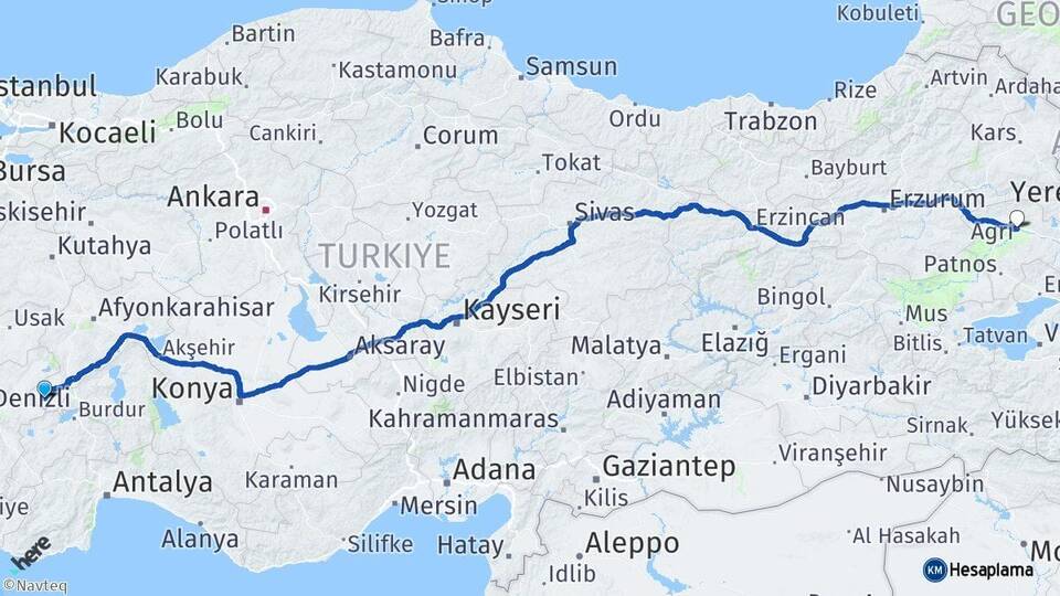 Afyonkarahisar Dazkırı Ağrı Arası Kaç Km - Yol Haritası