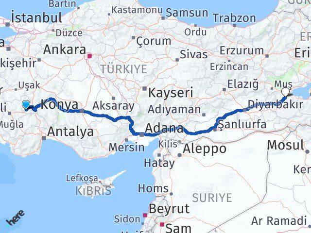 Afyonkarahisar Dazkırı Bitlis Arası Kaç Km - Yol Haritası