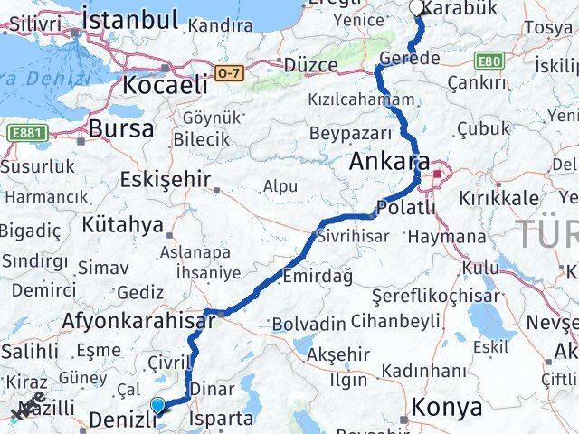 Afyonkarahisar Dazkırı Karabük Arası Kaç Km - Yol Haritası