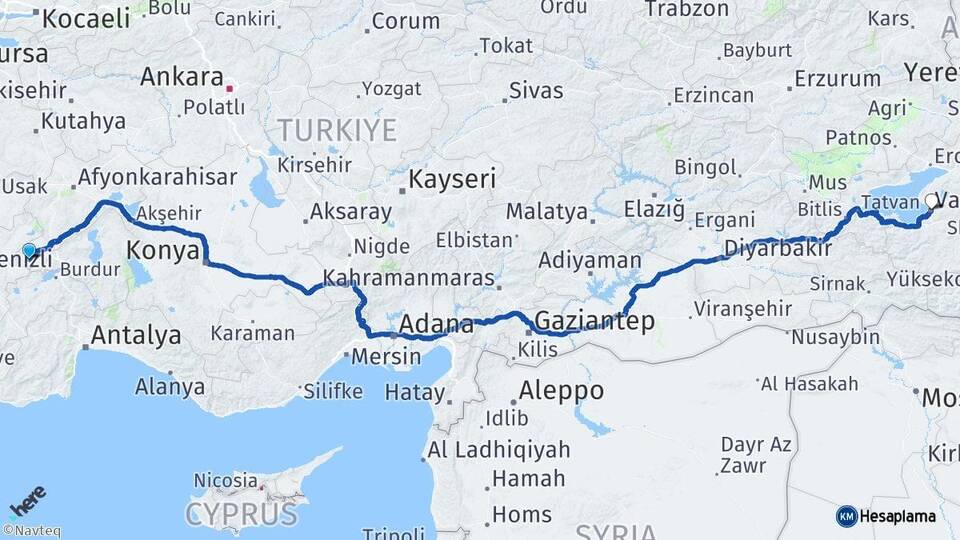 Afyonkarahisar Dazkırı Van Arası Kaç Km - Yol Haritası