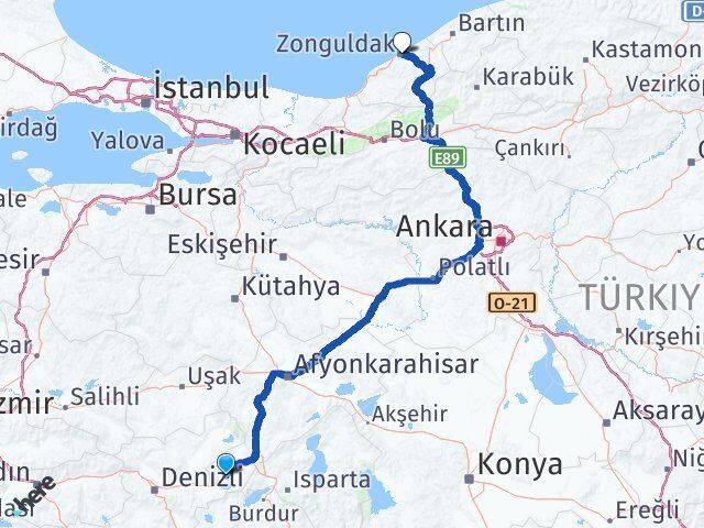 Afyonkarahisar Dazkırı Zonguldak Arası Kaç Km - Yol Haritası
