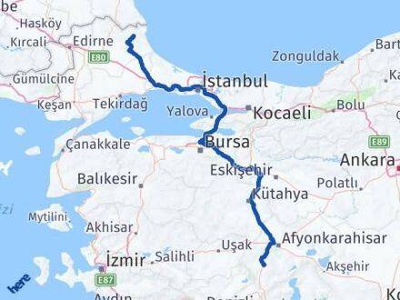 Afyonkarahisar Demirköy Kırklareli Arası Kaç Km - Yol Haritası