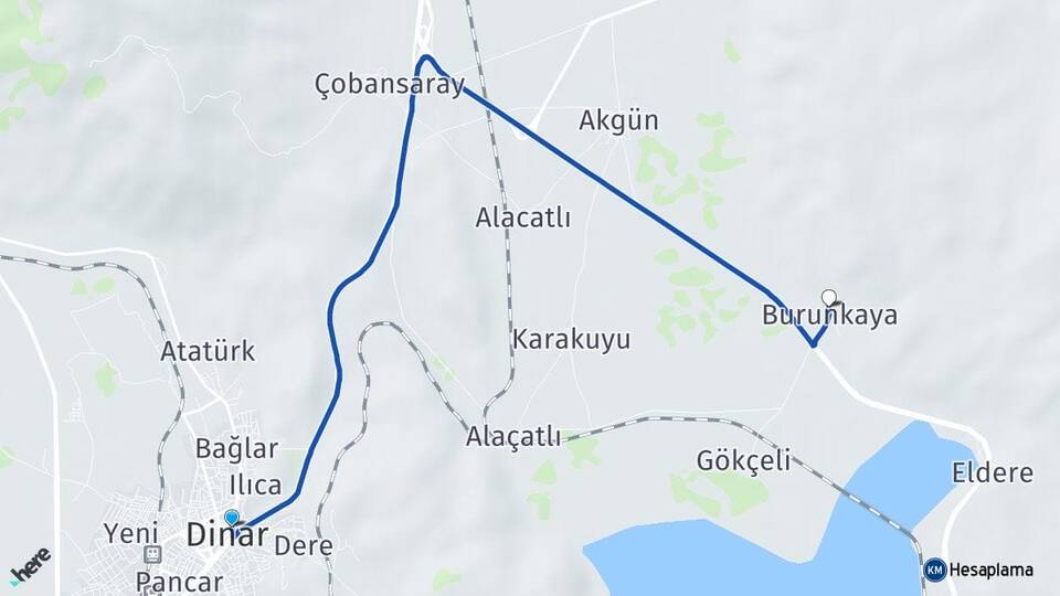 Afyonkarahisar Dinar Burunkaya Dinar Arası Kaç Km - Yol Haritası