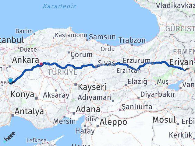 Afyonkarahisar Diyadin Ağrı Arası Kaç Km - Yol Haritası