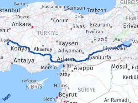 Afyonkarahisar Edremit Van Arası Kaç Km - Yol Haritası