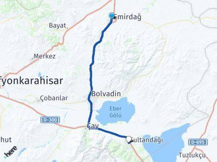 Afyonkarahisar Emirdağ Sultandağı Arası Kaç Km - Yol Haritası