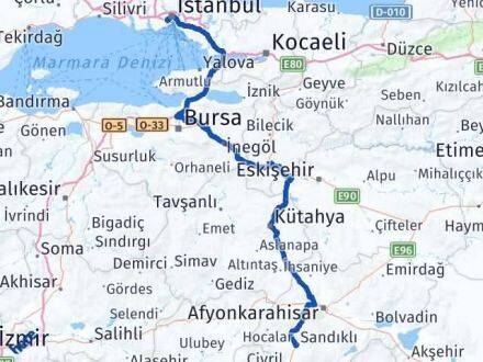 Afyonkarahisar Eyüpsultan İstanbul Arası Kaç Km - Yol Haritası