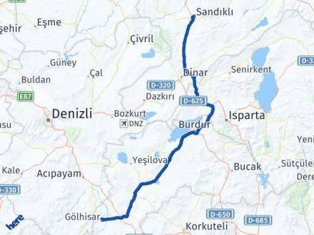 Afyonkarahisar Gölhisar Burdur Arası Kaç Km - Yol Haritası