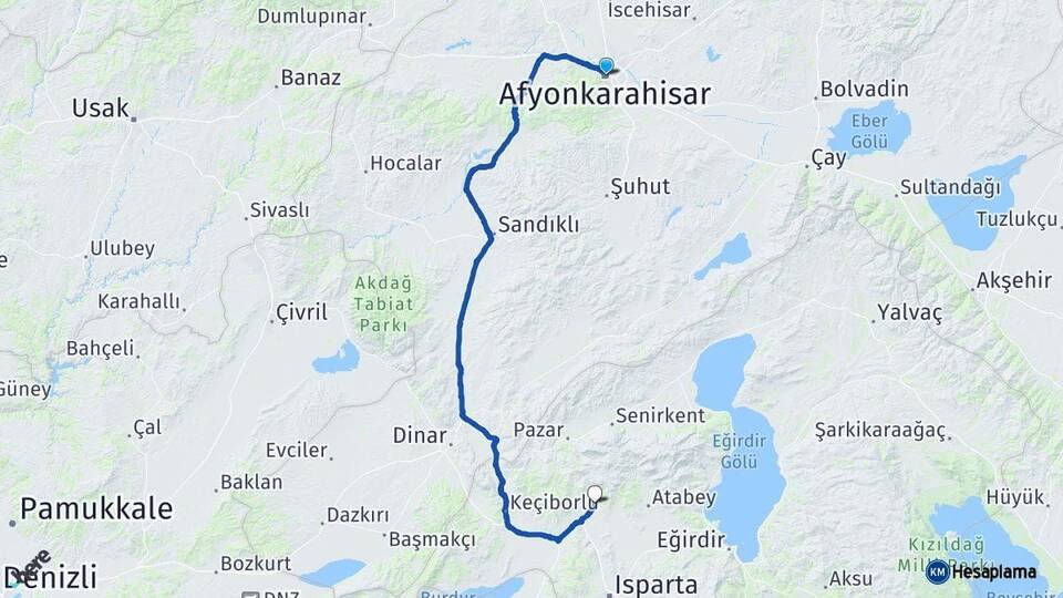 Afyonkarahisar Gönen Isparta Arası Kaç Km - Yol Haritası