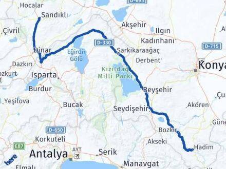 Afyonkarahisar Hadim Konya Arası Kaç Km - Yol Haritası