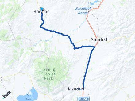 Afyonkarahisar Hocalar Kızılören Arası Kaç Km - Yol Haritası