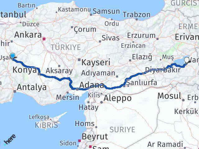 Afyonkarahisar İpekyolu Van Arası Kaç Km - Yol Haritası