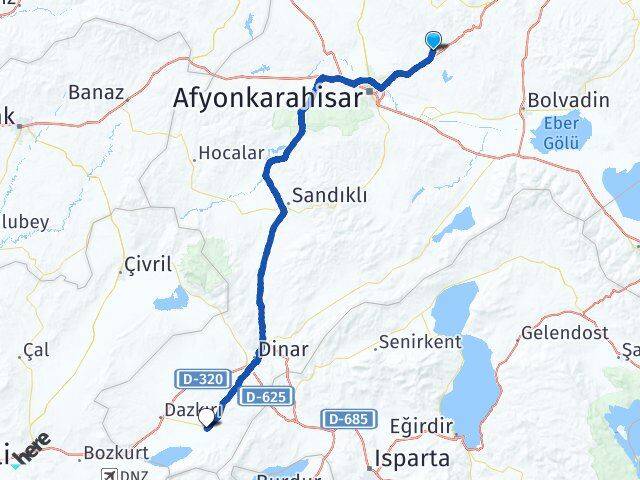 Afyonkarahisar İscehisar Başmakçı Arası Kaç Km - Yol Haritası