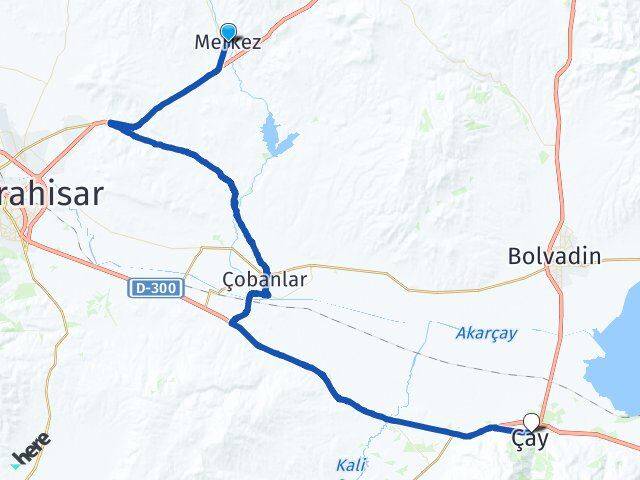 Afyonkarahisar İscehisar Çay Arası Kaç Km - Yol Haritası