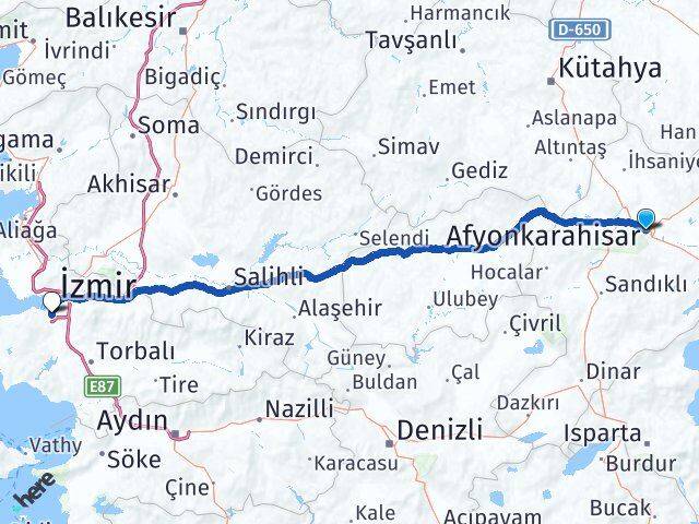 Afyonkarahisar Karabağlar İzmir Arası Kaç Km - Yol Haritası