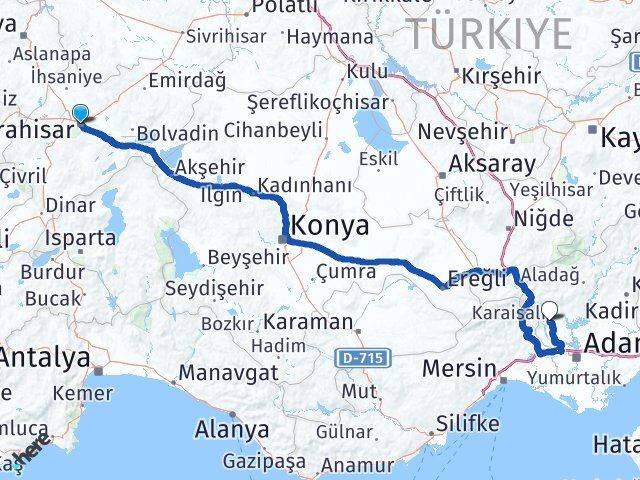 Afyonkarahisar Karaisalı Adana Arası Kaç Km - Yol Haritası