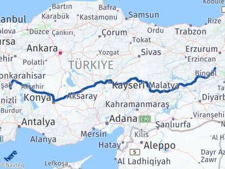 Afyonkarahisar Karlıova Bingöl Arası Kaç Km - Yol Haritası