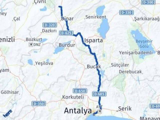Afyonkarahisar Kızılören Antalya Arası Kaç Km - Yol Haritası