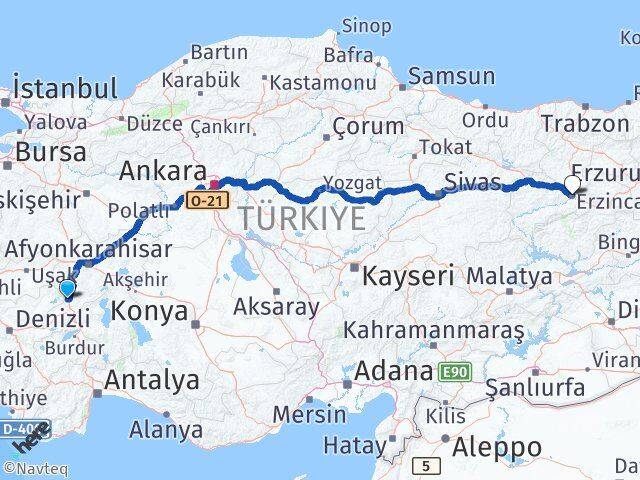 Afyonkarahisar Kızılören Erzincan Arası Kaç Km - Yol Haritası