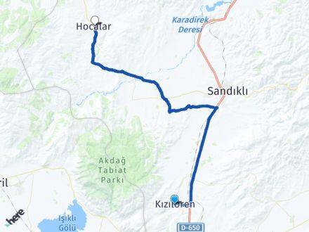 Afyonkarahisar Kızılören Hocalar Arası Kaç Km - Yol Haritası