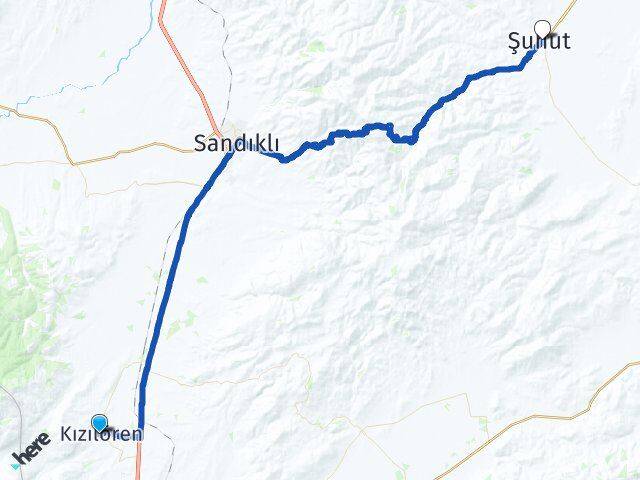 Afyonkarahisar Kızılören Şuhut Arası Kaç Km - Yol Haritası