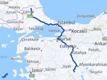 Afyonkarahisar Kofçaz Kırklareli Arası Kaç Km - Yol Haritası