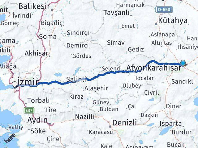 Afyonkarahisar Konak İzmir Arası Kaç Km - Yol Haritası
