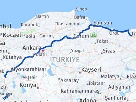 Afyonkarahisar Kürtün Gümüşhane Arası Kaç Km - Yol Haritası